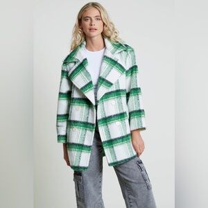 Native youth AINDREA COAT double breasted brushed plaid checker coat